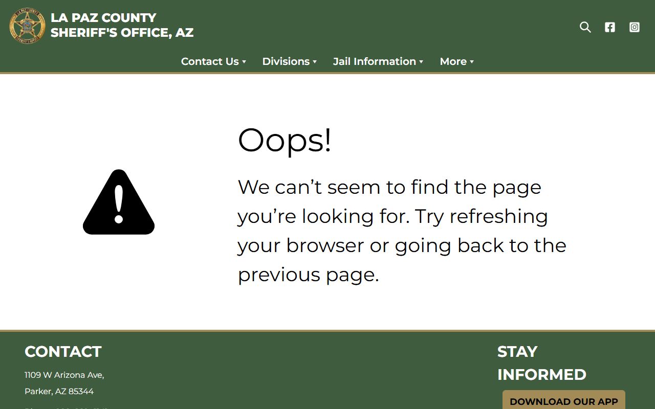 La Paz County Sheriff inmate search page