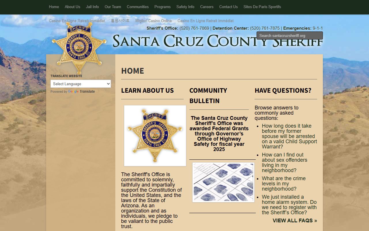 Santa Cruz County Sheriff main website